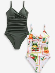 Green/White Fruit Tummy Control Swimsuits 2 Pack - Image 5 of 7