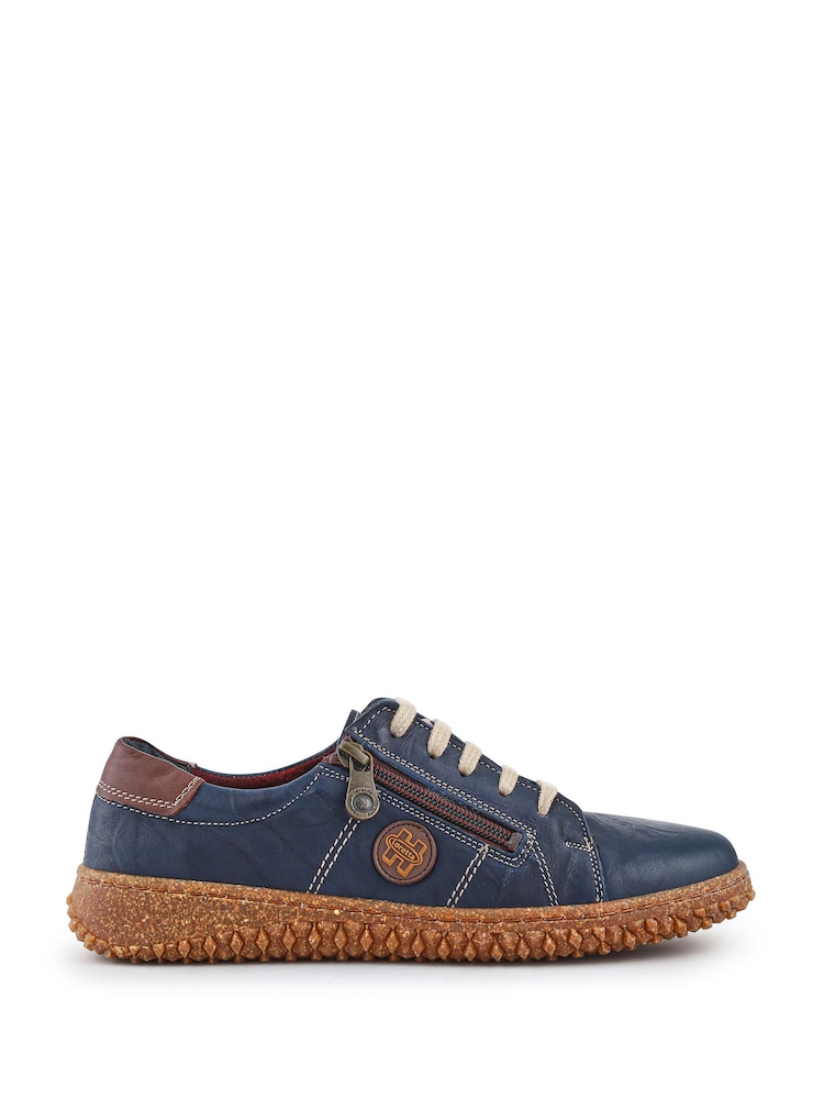 Pavers Navy Blue Loretta By Leather Trainers - Image 1 of 5