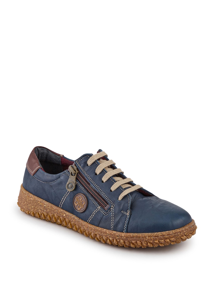 Pavers Navy Blue Loretta By Leather Trainers - Image 2 of 5