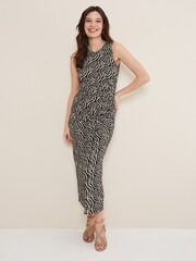 Phase Eight Black Geo Rubie Fitted Midi Dress - Image 1 of 6