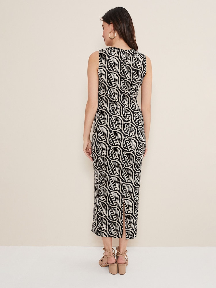 Phase Eight Black Geo Rubie Fitted Midi Dress - Image 2 of 6 Phase Eight Black Geo Rubie Fitted Midi Dress - Image 2 of 6