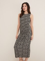 Phase Eight Black Geo Rubie Fitted Midi Dress - Image 3 of 6
