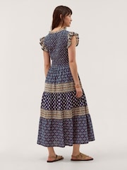 Monsoon Blue Amaya Print Jersey Midi Dress - Image 2 of 4
