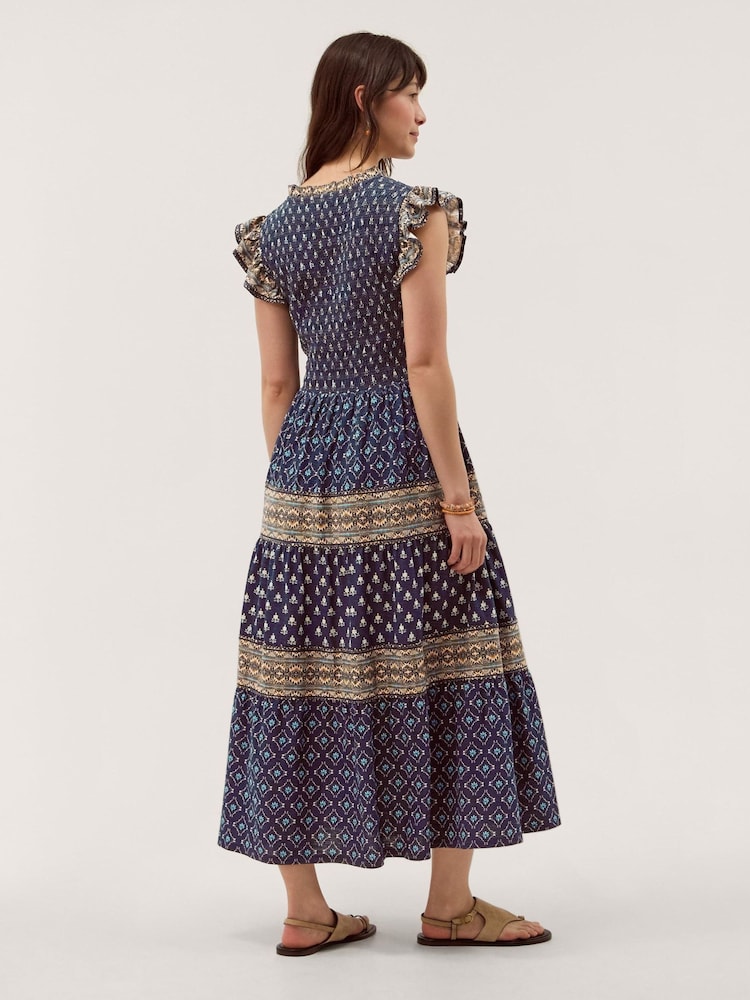 Monsoon Blue Amaya Print Jersey Midi Dress - Image 2 of 4