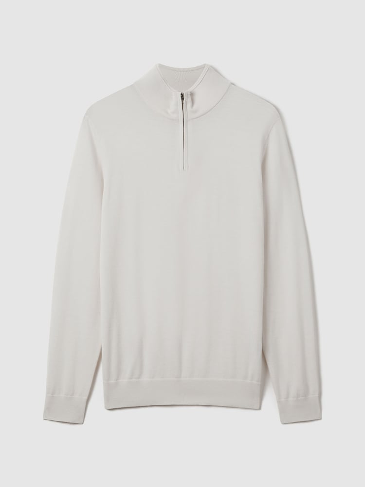 Reiss Snow Blackhall Merino Wool Half-Zip Funnel Neck Jumper - Image 2 of 6