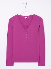 FatFace Pink Henley Top - Image 4 of 4