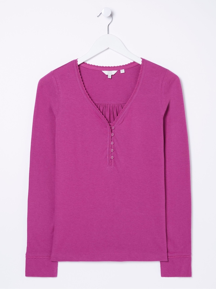 FatFace Pink Henley Top - Image 4 of 4