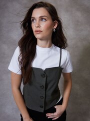 Threadbare Grey 2 In 1 Waistcoat & T-Shirt - Image 1 of 4