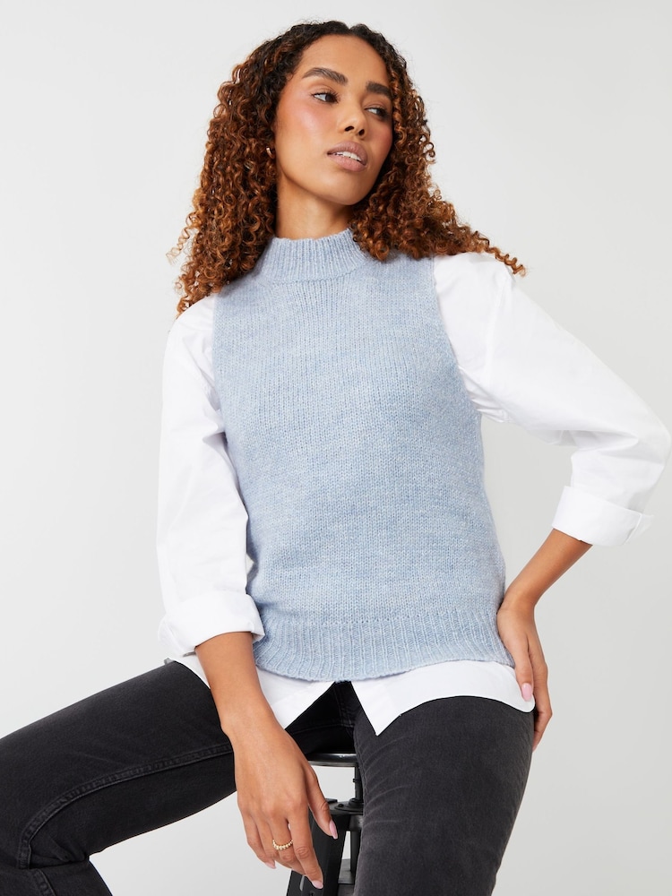 Threadbare Blue Crew Neck Jumper Tank Top - Image 1 of 3