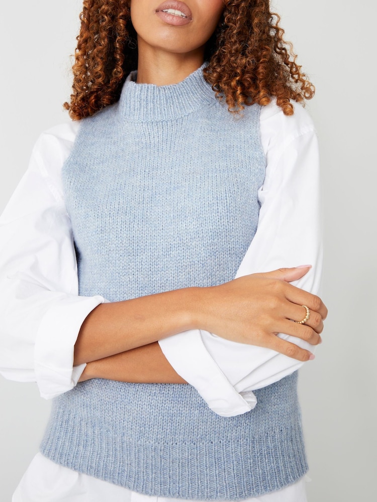 Threadbare Blue Crew Neck Jumper Tank Top - Image 3 of 3