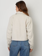 Threadbare White Brushed Cropped Shacket - Image 2 of 5