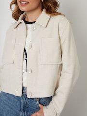 Threadbare White Brushed Cropped Shacket - Image 5 of 5