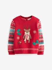 Rot - Pullover mit Hirsch-Norwegermuster (3Monate–7Jahre) - Bild 1 von 6