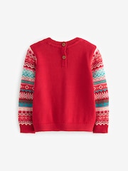 Rot - Pullover mit Hirsch-Norwegermuster (3Monate–7Jahre) - Bild 2 von 6