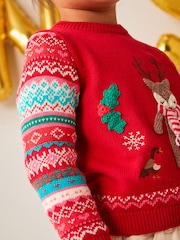 Rot - Pullover mit Hirsch-Norwegermuster (3Monate–7Jahre) - Bild 4 von 6