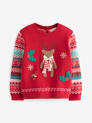 Rot - Pullover mit Hirsch-Norwegermuster (3Monate–7Jahre) - Bild 5 von 6