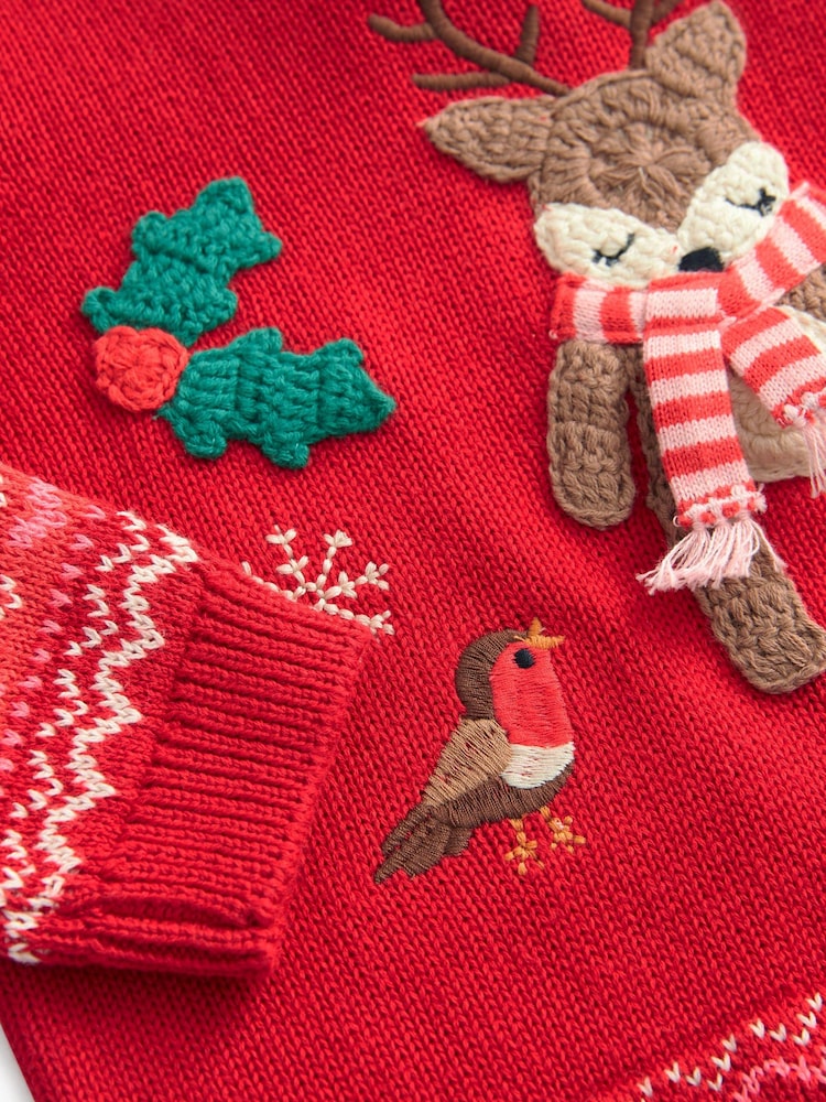 Rot - Pullover mit Hirsch-Norwegermuster (3Monate–7Jahre) - Bild 6 von 6