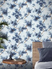 Woodchip & Magnolia Blue Aralia Wallpaper - Image 1 of 4