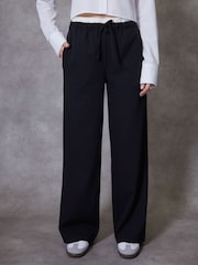 Threadbare Black Boxer Waist Wide Leg Trousers - Image 1 of 4