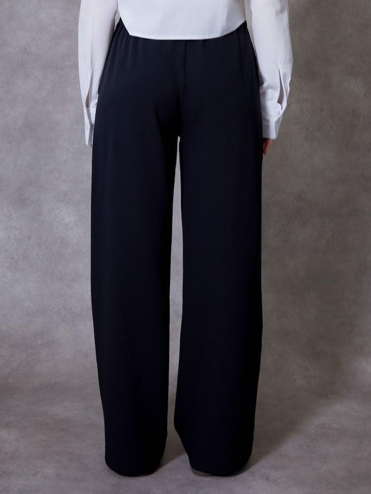 Threadbare Black Boxer Waist Wide Leg Trousers - Image 2 of 4
