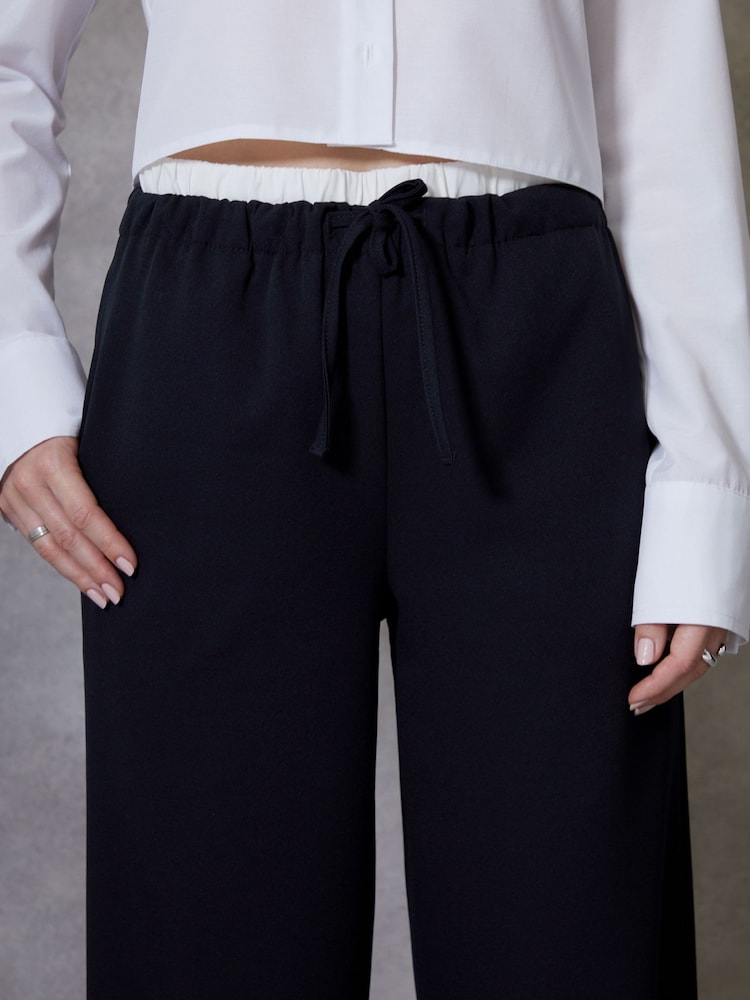 Threadbare Black Boxer Waist Wide Leg Trousers - Image 4 of 4