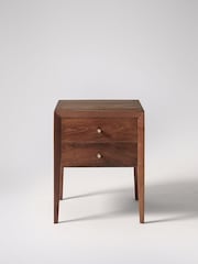 Swoon Brown Valente Mango Wood 2 Drawer Bedside Table - Image 1 of 5
