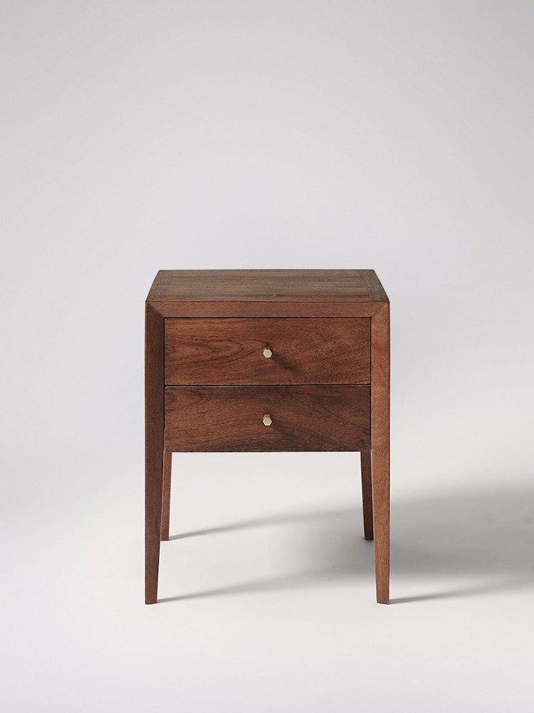 Swoon Brown Valente Mango Wood 2 Drawer Bedside Table - Image 1 of 5