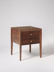 Swoon Brown Valente Mango Wood 2 Drawer Bedside Table - Image 4 of 5