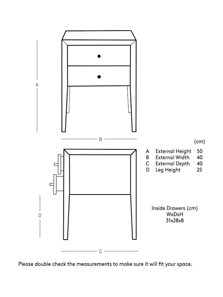 Swoon Brown Valente Mango Wood 2 Drawer Bedside Table - Image 5 of 5