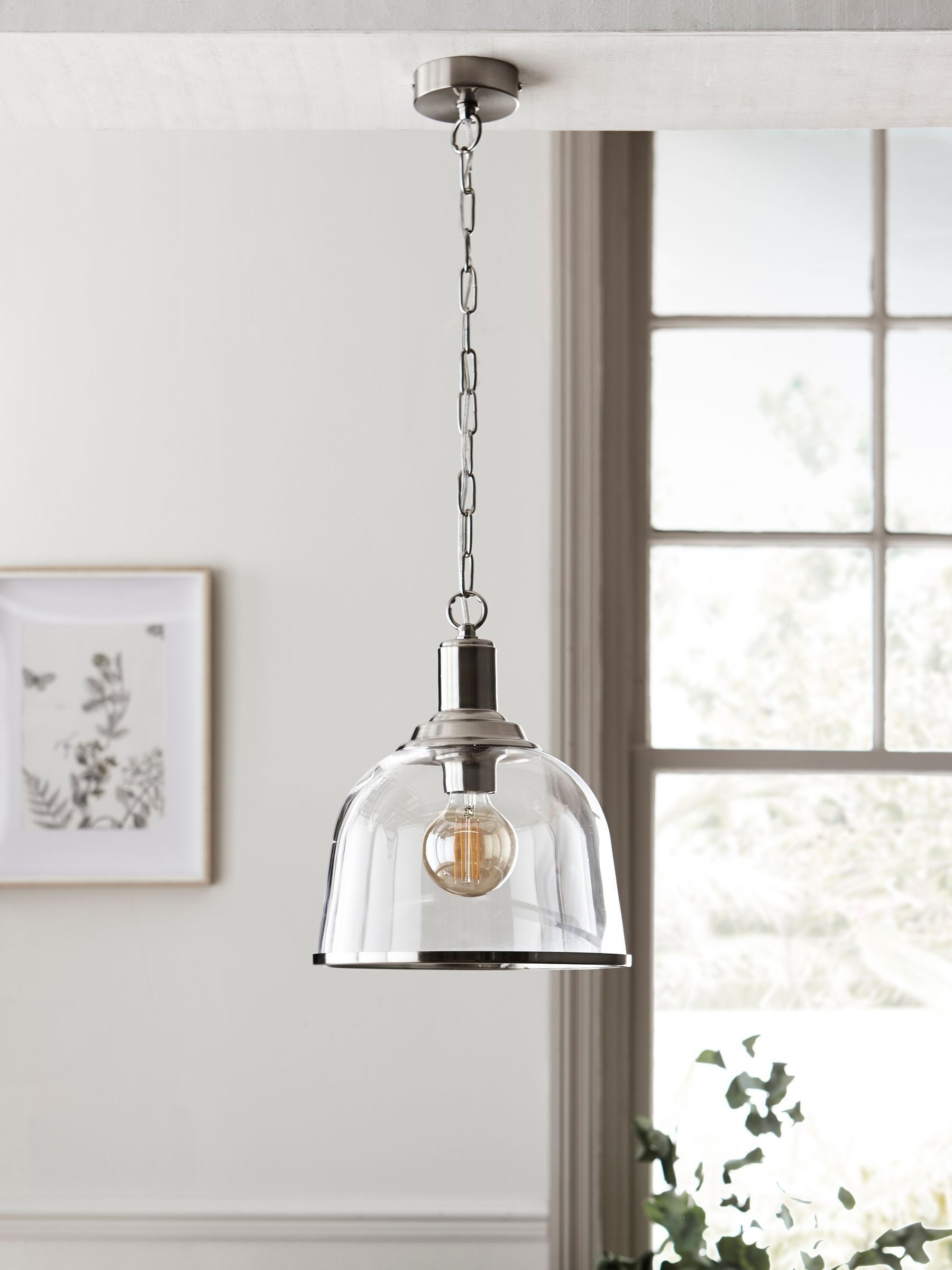 Brushed Chrome Gloucester 1 Light Pendant Ceiling Light