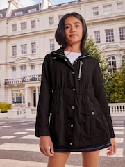 Lipsy Black Shower Resistant Lightweight Rain Coat (3yrs-16yrs) - Image 1 of 4
