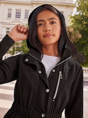 Lipsy Black Shower Resistant Lightweight Rain Coat (3yrs-16yrs) - Image 4 of 4