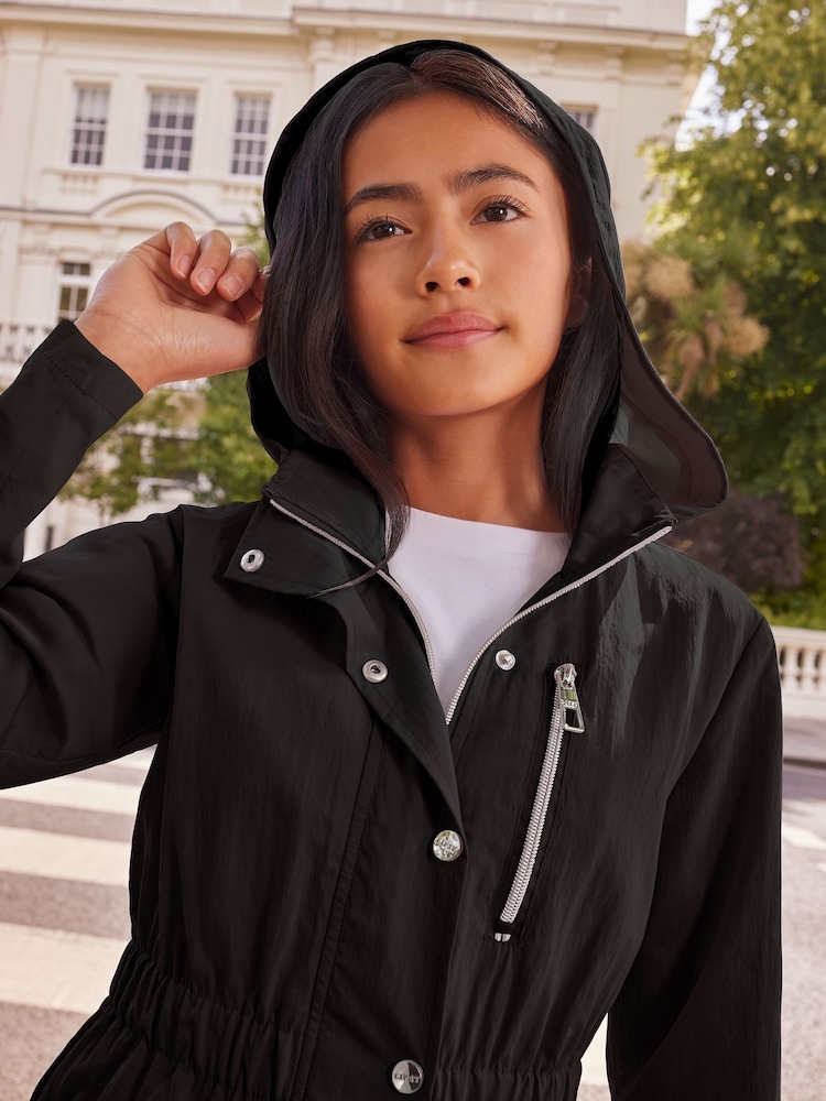 Lipsy Black Shower Resistant Lightweight Rain Coat (3yrs-16yrs) - Image 4 of 4
