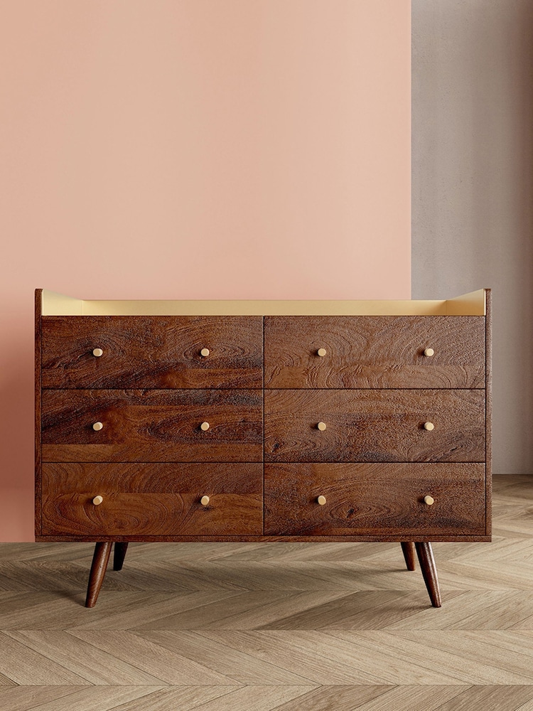 Swoon Brown Fresco Mango Wood Five-Drawer Chest - Image 2 of 7