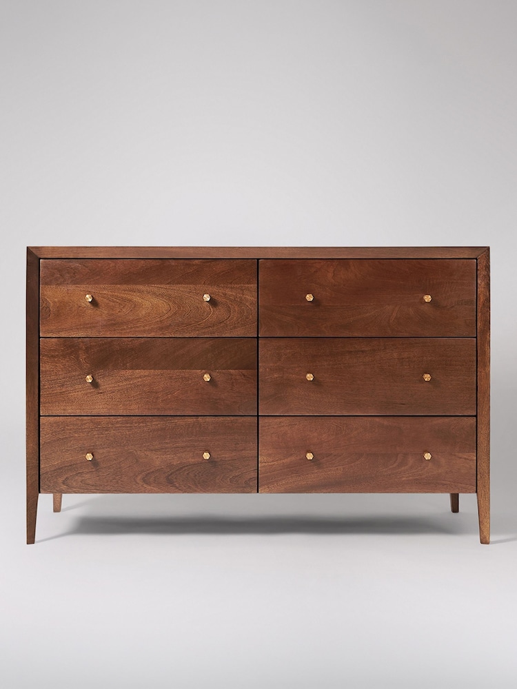 Swoon Brown Valente Mango Wood 6 Chest Of Drawers - Image 1 of 4 Swoon Brown Valente Mango Wood 6 Chest Of Drawers - Image 1 of 4