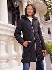 Lipsy Black Shower Resistant Midweight Longline Padded Coat (3-16yrs) - Image 1 of 3