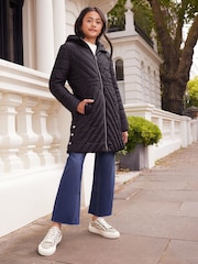 Lipsy Black Shower Resistant Midweight Longline Padded Coat (3-16yrs) - Image 2 of 3