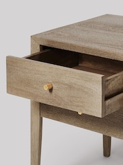 Swoon Grey Valente Mango Wood 2 Drawer Bedside Table - Image 2 of 5