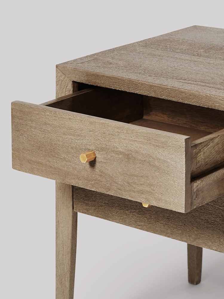 Swoon Grey Valente Mango Wood 2 Drawer Bedside Table - Image 2 of 5