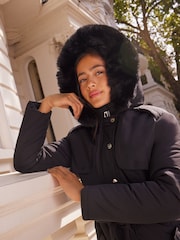 Lipsy Black Shower Resistant Padded Parka Coat (5-16yrs) - Image 3 of 4