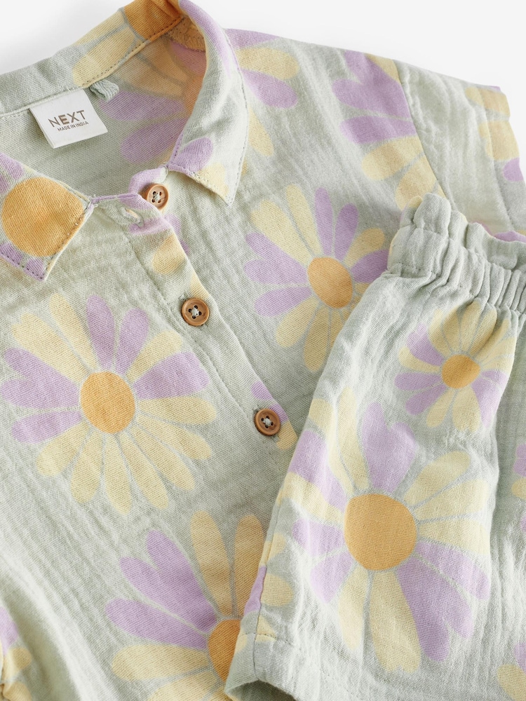 Mint Floral Print Shirt and Shorts Set (3mths-7yrs) - Image 6 of 6 Mint Floral Print Shirt and Shorts Set (3mths-7yrs) - Image 6 of 6