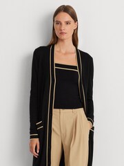 Lauren Ralph Lauren Hejaji Two Tone CottonBlend Black Cardigan - Image 6 of 9