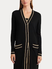 Lauren Ralph Lauren Hejaji Two Tone CottonBlend Black Cardigan - Image 7 of 9