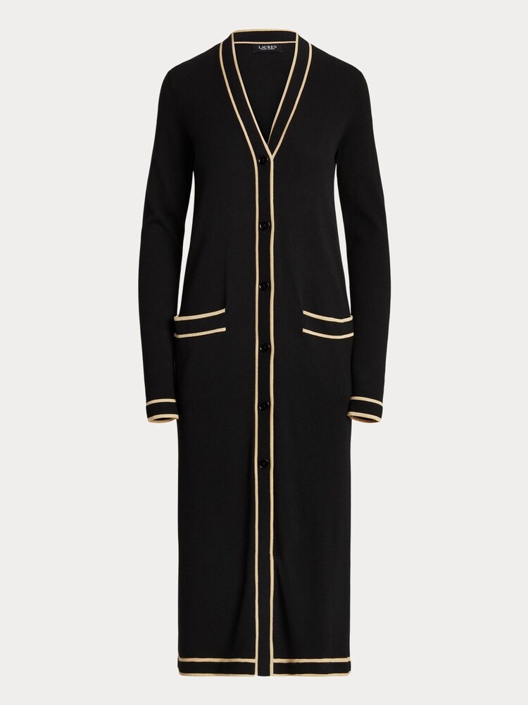 Lauren Ralph Lauren Hejaji Two Tone CottonBlend Black Cardigan - Image 9 of 9