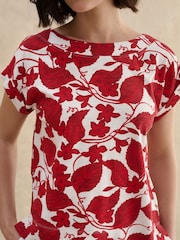 Hobbs Red Printed Alycia Top - Image 3 of 4