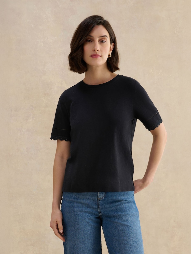 Hobbs Blue Posie Broderie T-Shirt - Image 1 of 4