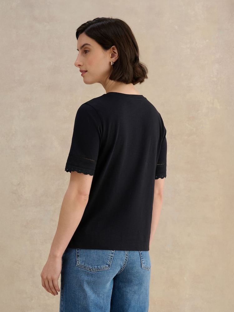 Hobbs Blue Posie Broderie T-Shirt - Image 2 of 4