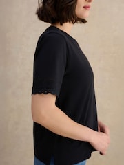 Hobbs Blue Posie Broderie T-Shirt - Image 3 of 4