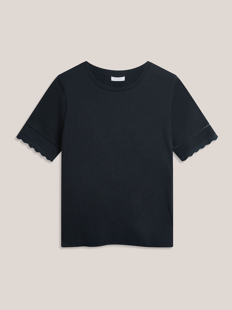 Hobbs Blue Posie Broderie T-Shirt - Image 4 of 4