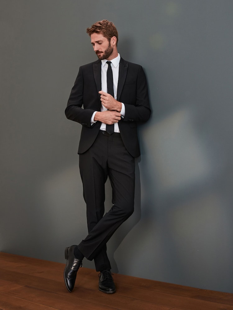 Black Slim Fit Signature Tollegno Italian Wool Suit Jacket - Image 2 of 10